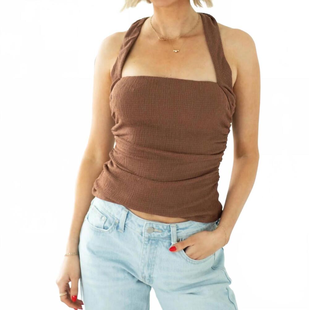 NEW ASTR tate halter top in brown